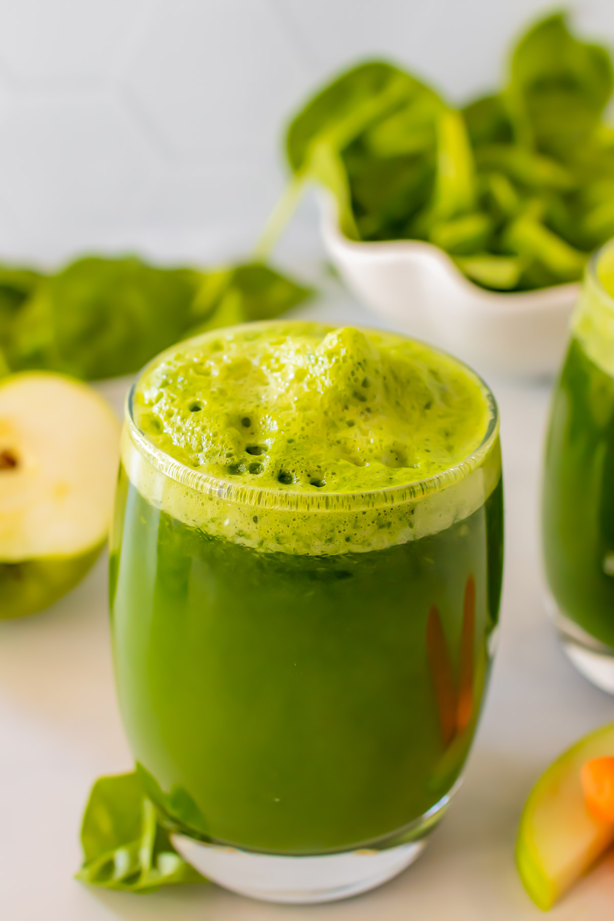 Green juice in a glass.