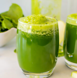 Glasses of green juice.