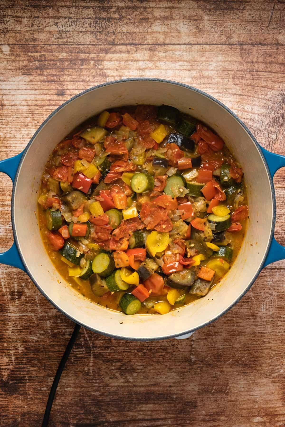 Ratatouille in a pot.