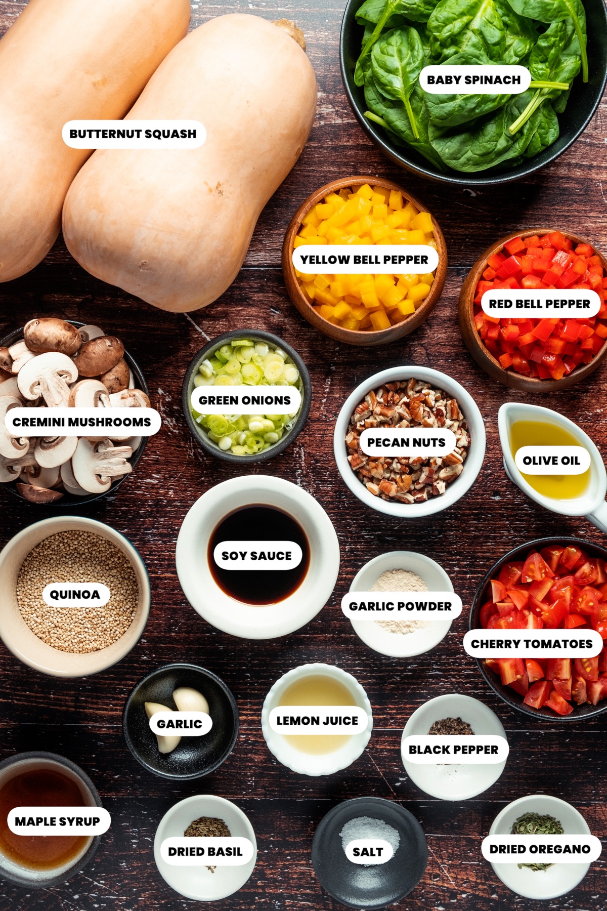 Ingredients needed to make stuffed butternut squash.