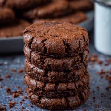 A stack of Vegan Brownie Cookies