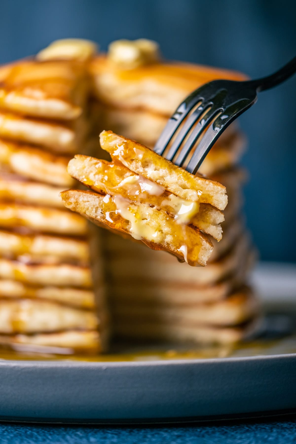 Forkful of pancakes.