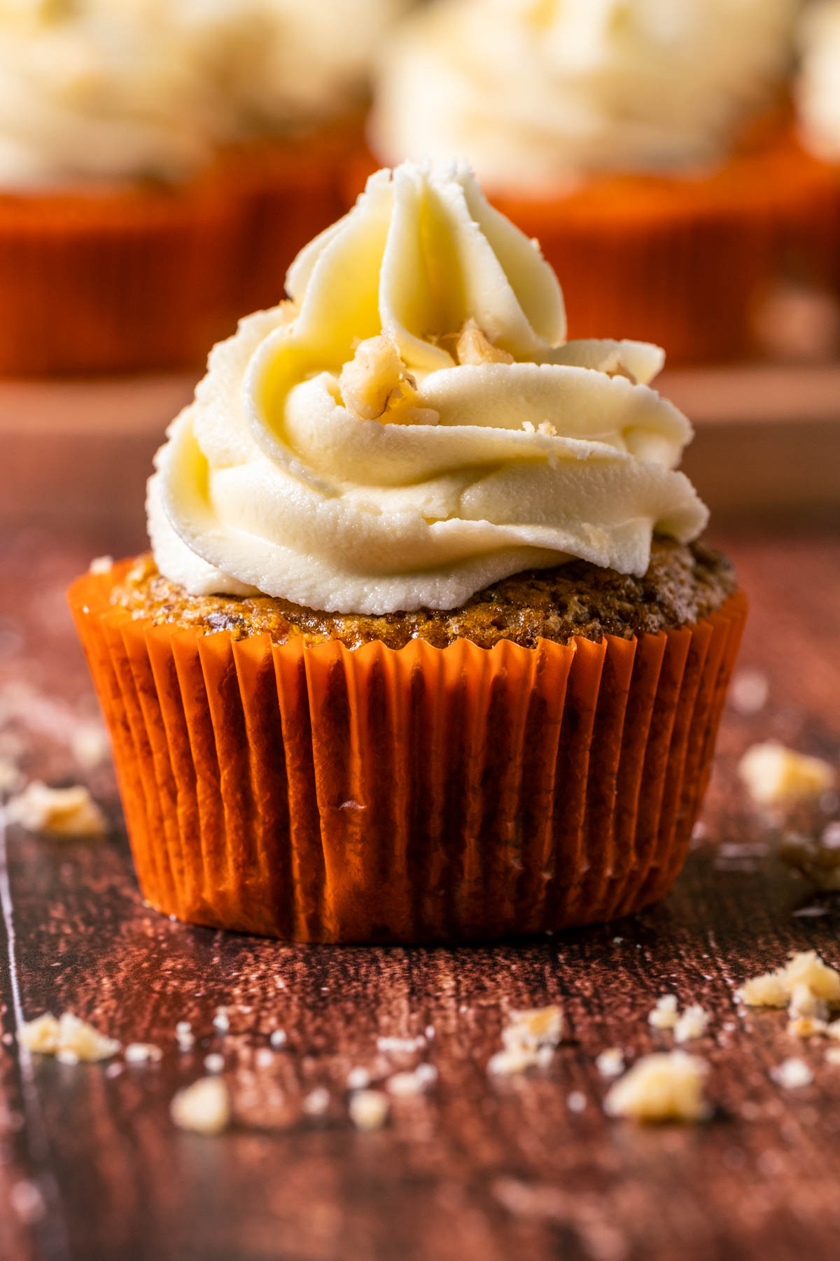 Vegan carrot cake cupcake.