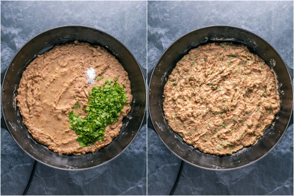 Chopped cilantro, sea salt and fresh lime juice added to pot and mixed in.